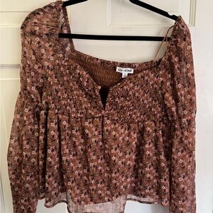 Lily Star Women's Brown Floral Blouse